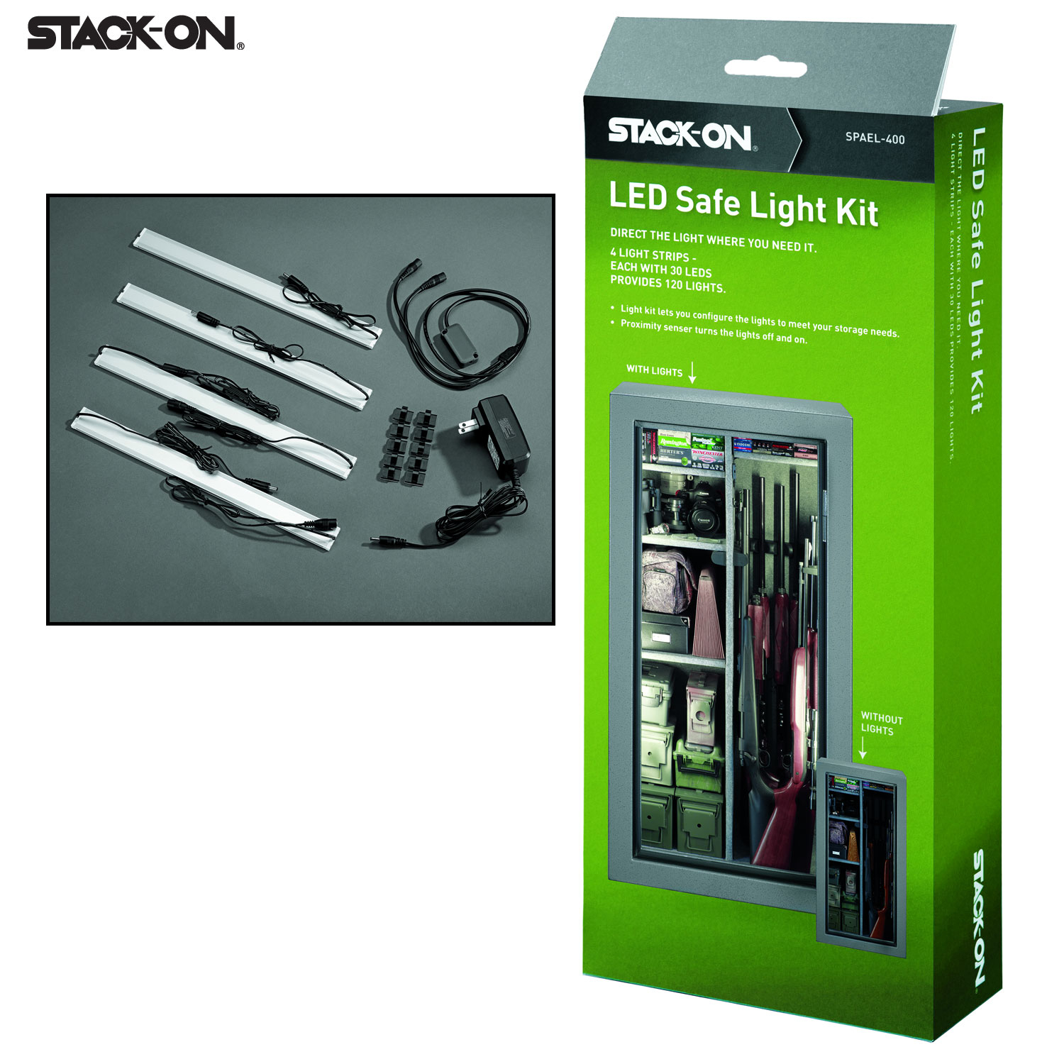 Stack-On Deluxe Ac Powered Light Kit with 4 LED-Bar in the Safe Accessories  department at
