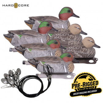 Hard Core Pro Pre-Rigged GRN-Wing Teal Floater Decoys (Pk/6)