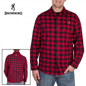 Browning Kamas Plaid LS Button Down (L)- Chili Pepper