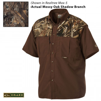 Drake Waterfowl Wingshooter's Two-Tone S/S Shirt (L)- MOSHB