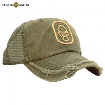 Hard Core Distressed Dog Tag Cap - Olive