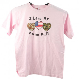 Joe Blow-"I Love My Marine Daddy" Shirt, Pink,Youth 14/16