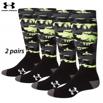 UA Socks: 2-PAIR Tundraflage OTC (XL) BLK/HIVIS