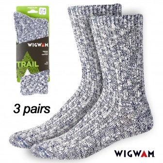 Wigwam Cypress Socks (9-12) White/Navy 3-pr