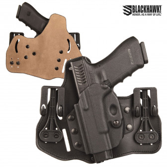 Blackhawk 3 Slot Leather Tuckable Pancake Holster Ruger LC9 LEFTHAND (07)- Black