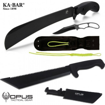 3-Knife Combo: Ka-Bar Machete+Skeleton+OpusHellbound