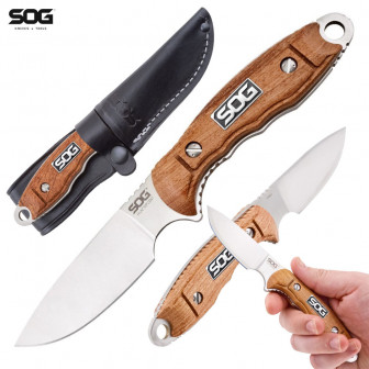 SOG Huntspoint Skinner Fixed AUS-8 Steel- Rosewood Hdl