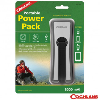 Coghlans Power Bank 6000 mAh Solar/USB/Crank - White/Grey
