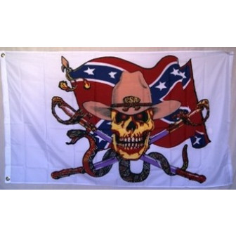 Ruffin Flag CSA Rebel Skull Polyester Flag - 3x5'