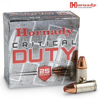 Hornady Crit Dty Ammunition 9mm+P 135 gr. FlexLock (Box/25)