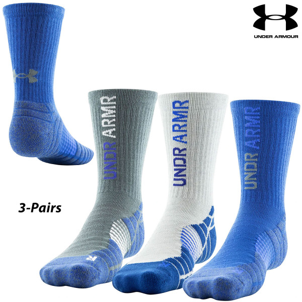 3 Pairs Under Armour Elevated Novelty Crew Socks (L) - Footwear