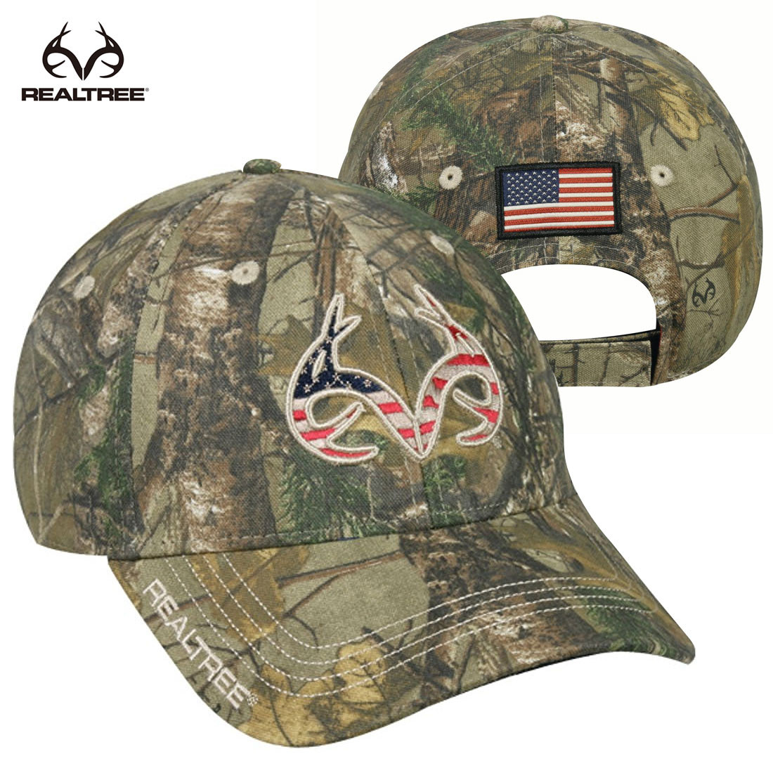 Realtree American Flag Antlers Camo Cap - Hunting Clothing | Wing Supply