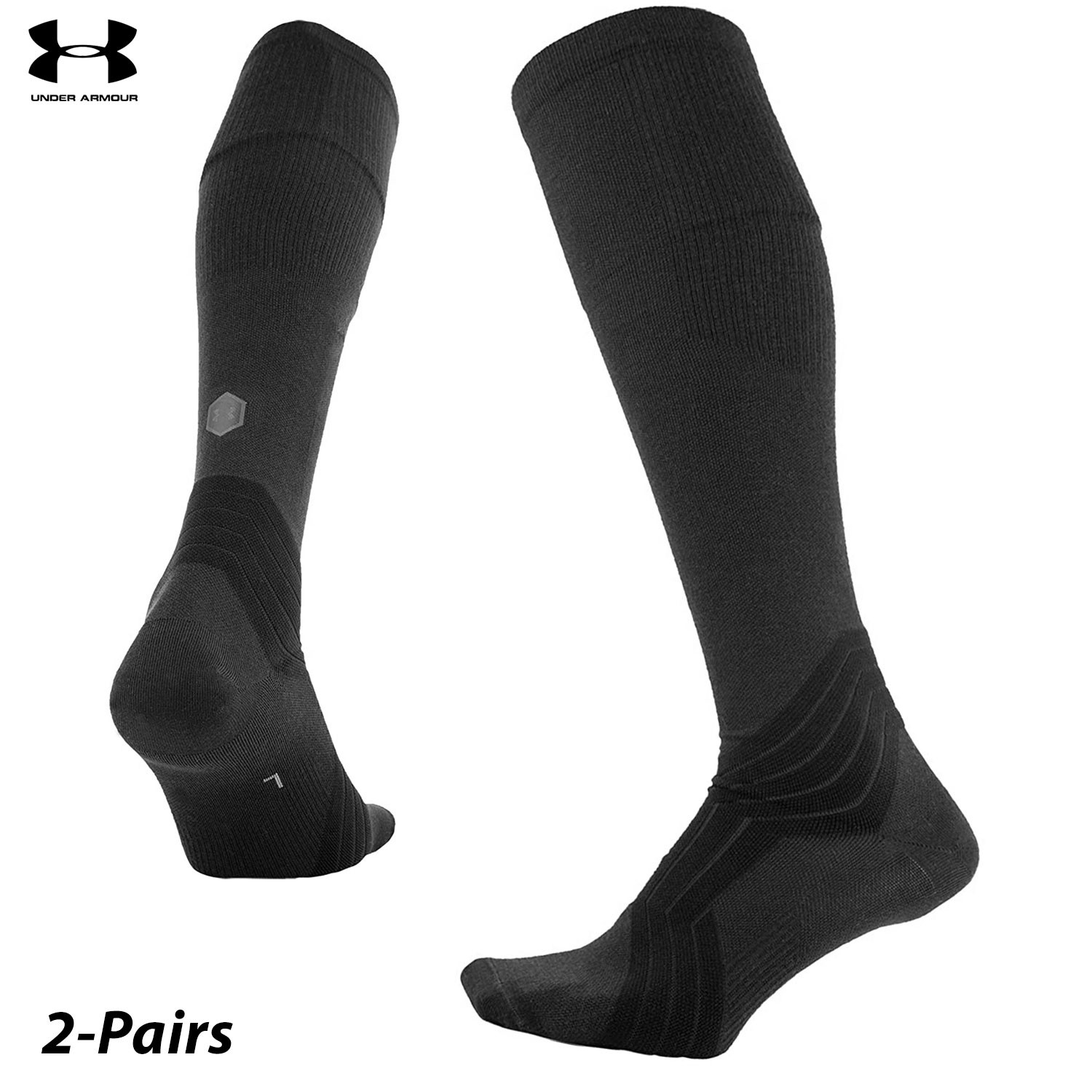 2 Pairs Under Armour Rush Over-The-Calf Socks (L)