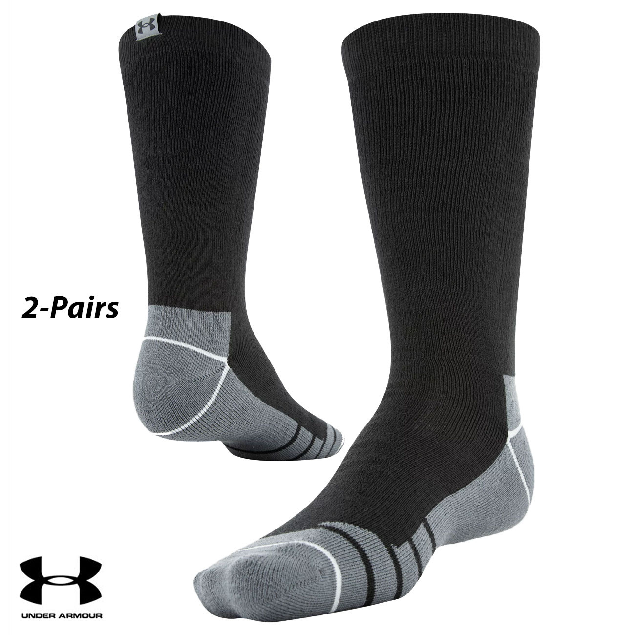 2 Pairs Under Armour Hitch Heavy 3.0 Boot Socks (L)