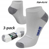 3-PAIRS: Top Flite (L:9-13) Performance Ankle Socks WHITE