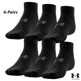 UA Socks: 6-PAIR Essential Lite Low Cut (L)- BLK/BLK/Pitch GY 