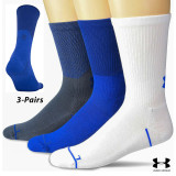 UA Socks: 3-PAIR Phenom 5 Solid Crew (L)- American Blue/Asst