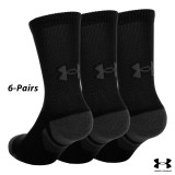 UA Socks: 6-PAIR Resistor 3.0 Crew (XL)- BLK/GRPH