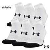 UA Socks: 6-PAIR Perf. Tech Low Cut (L)- White