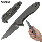 Dentuso Mako Plain Edge Folder Knife- Gun Metal