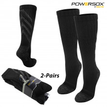 PowerSox Angle Stripe Crew Socks (L)- Black 2-PAIR