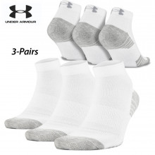 UA Socks: 3-PAIR HeatGear Tech Lo-cut (XL) White