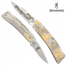 Browning USA Bar 100th Anniversary Fine Edge Sporting Folder- Silver/Gold