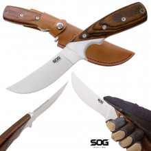 SOG Woodline Large Fixed Blade- Wood/Satin