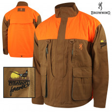 Browning Pheasants Forever Embroidered Upland Canvas Jacket - Tan/Blaze