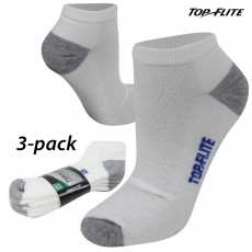 3-PAIRS: Top Flite (L:9-13) Performance Ankle Socks WHITE