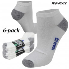 6-PAIRS: Top Flite (L:9-13) Performance Ankle Socks WHITE