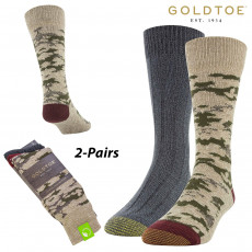 Gold Toe Recycled Camo Crew Socks (L)- Desert Camo/Charcoal 2-PAIR