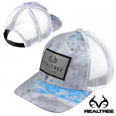 Realtree Fishing Leather Patch Mesh Back Cap- Grey/Blue/White