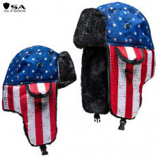 Soul of Adventure Trapper Hat- American Flag/Black Fur