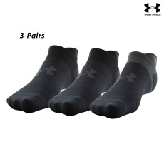 UA Socks: 3-PAIR ArmouDry Run Lite No Show (L)- BLK/Jet GY