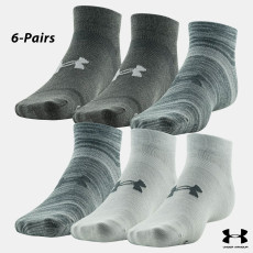 UA Socks: 6-PAIR Essential Lite Low Cut (L)- Halo GY/ Halo GY/Pitch GY