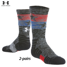 UA Socks: 2-PAIR USA Freedom Stars & Stripes Unrivaled 2.0 (L) BLK/Graphite