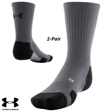 UA Socks: 2-PAIR Team Crew (L)- Graphite