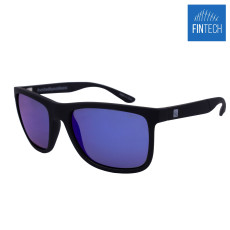 Fintech Inshore Polarized Sunglasses- Rubberized Matte Black/Blue Mirror